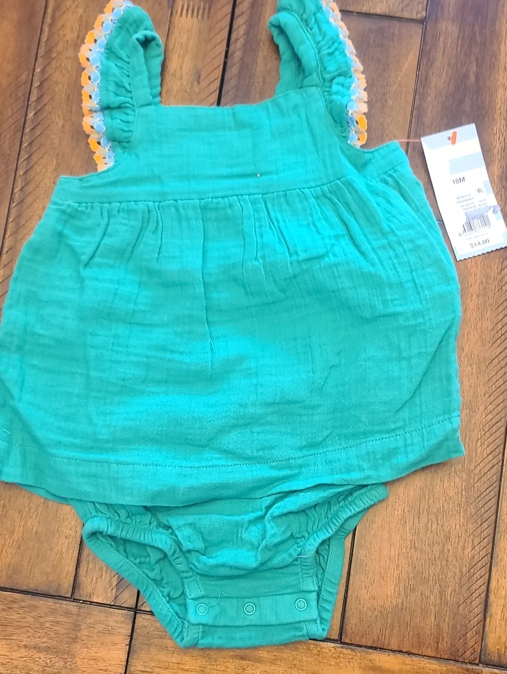 Cat & Jack Bright Green Baby Romper with Elastic Waist